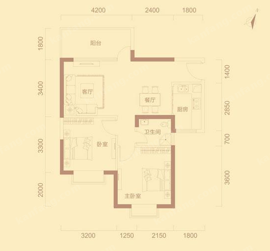 和貴濱江中心1棟AD戶型2室2廳1衛(wèi)1廚 78.67㎡