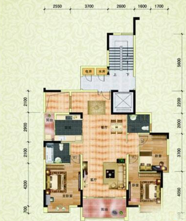 城市明珠A單元02和C單元02戶型圖3室2廳2衛(wèi)1廚130.88㎡