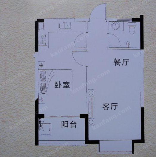 東方壹號(hào)公館D戶型1室2廳1衛(wèi)1廚 51.74㎡