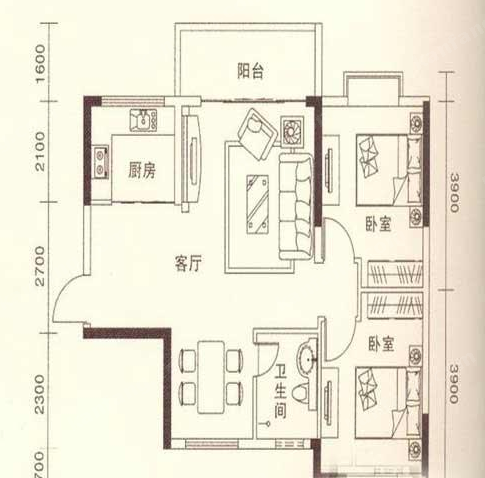 大印名豪广场B户型图