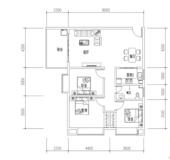 金沙大厦A2户型图