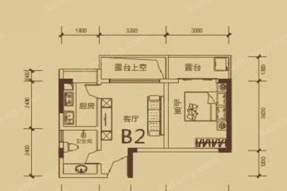 濱江熙岸B2戶型圖1室1廳2衛(wèi)1廚