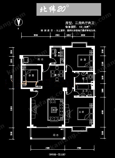 3室2廳2衛(wèi) 102.09