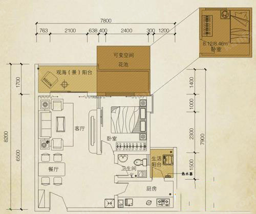 同創(chuàng)碧海城南苑美蘭海岸觀瀾閣B2戶型圖