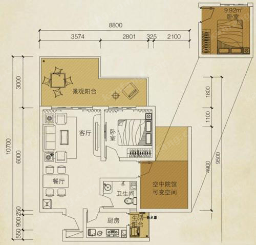 同创碧海城南苑美兰海岸听涛阁C2户型图