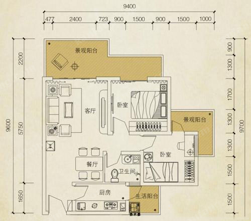 同创碧海城南苑美兰海岸观澜阁B4户型图