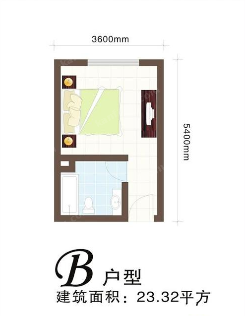 红树湾国际度假公馆B户型图1室1卫23.32㎡