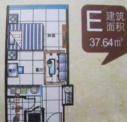 本生度假酒店E户型1室1厅1卫1厨-37.64㎡