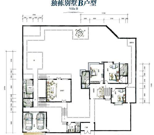 宝安江南城独栋别墅B户型一层平面图