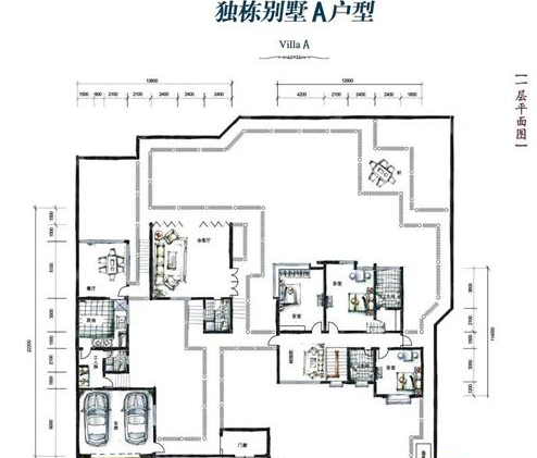 宝安江南城独栋别墅A户型一层平面图