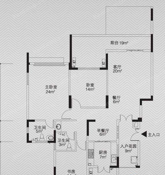 泰达天海国际退台式花园洋房四层A1户型图