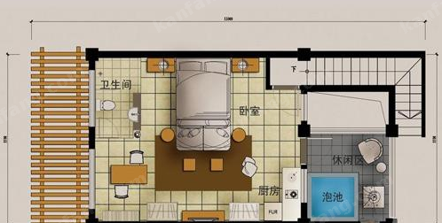 七仙瑶池雨林别墅温泉度假酒店二层平面图（寿1-2户型）