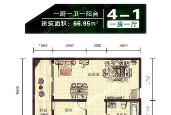 锦绣大厦  户型图  4—1  66.95平米