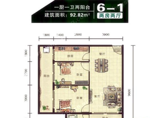 锦绣大厦  户型图  6—1  92.82平米