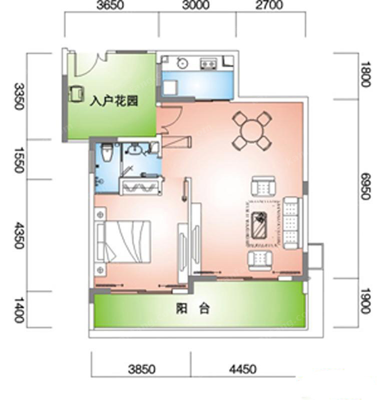 蓝海雅居户型B-b·户型B-e1室2厅1卫93.92㎡