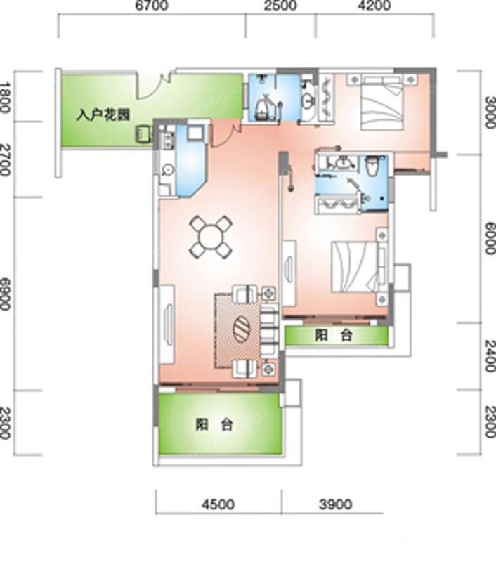 蓝海雅居户型A-b·户型A-e2室2厅2卫117.79㎡
